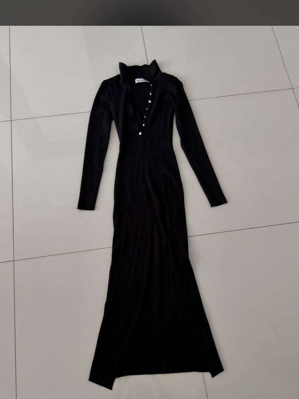 Bershka black maxi dress with button detail, size XS